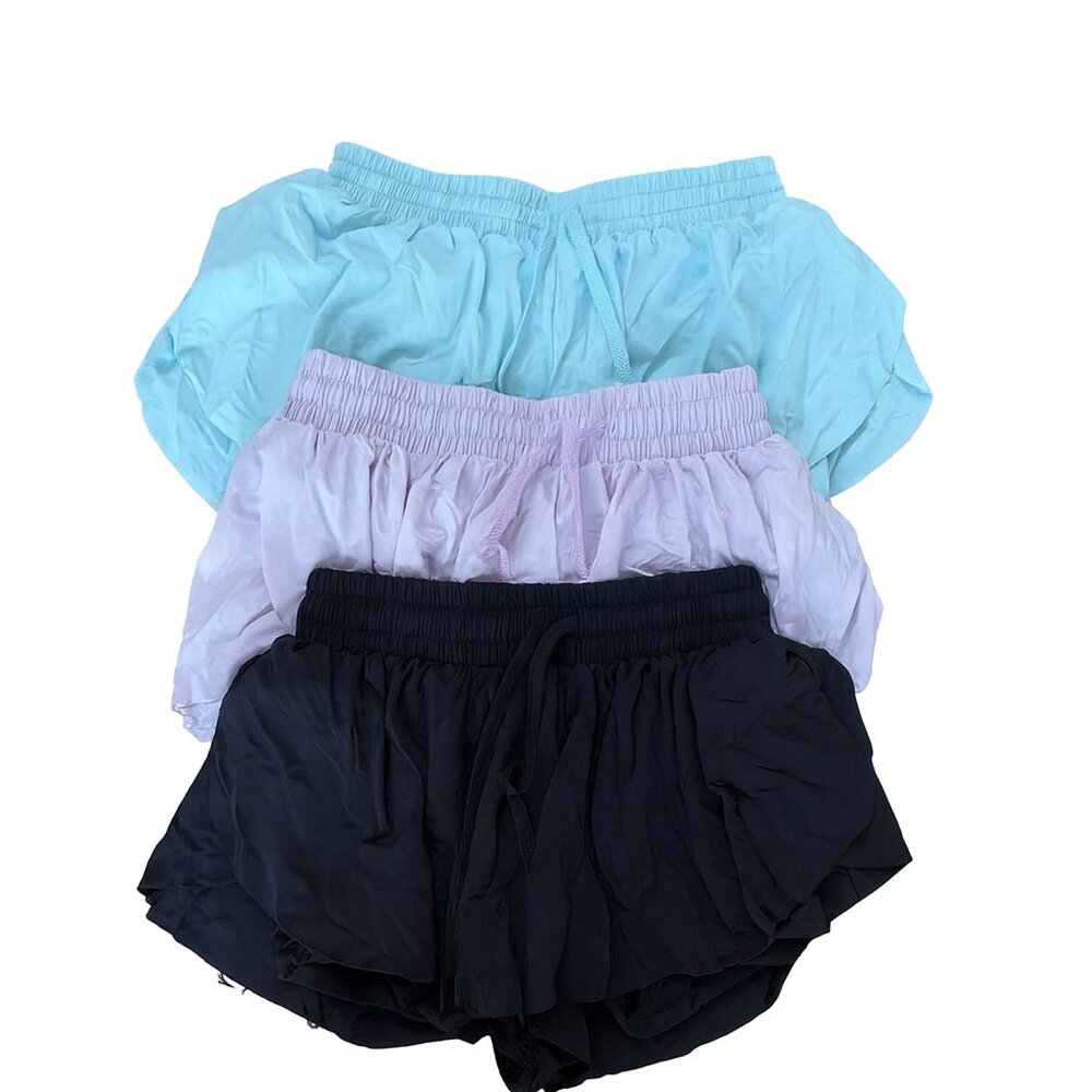 3 pairs of girls flowy shorts with inside spandex liner